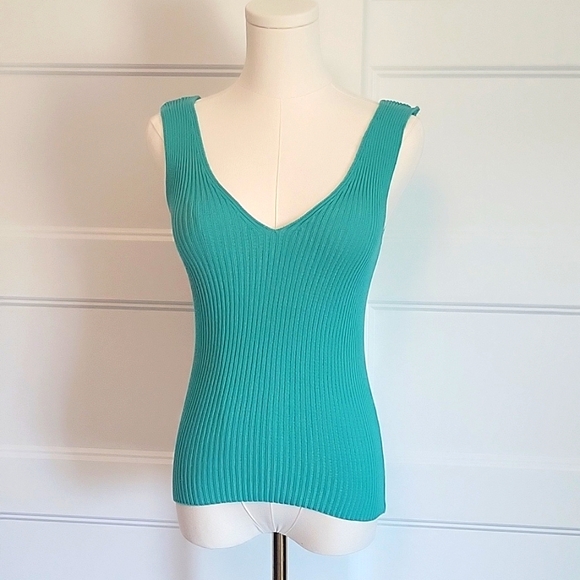 Elhoffer Tops - Elhoffer Teal Sleeveless Knit Top